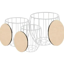 Ensemble de table basse Contreplaque de peuplier Fer 3 pcs