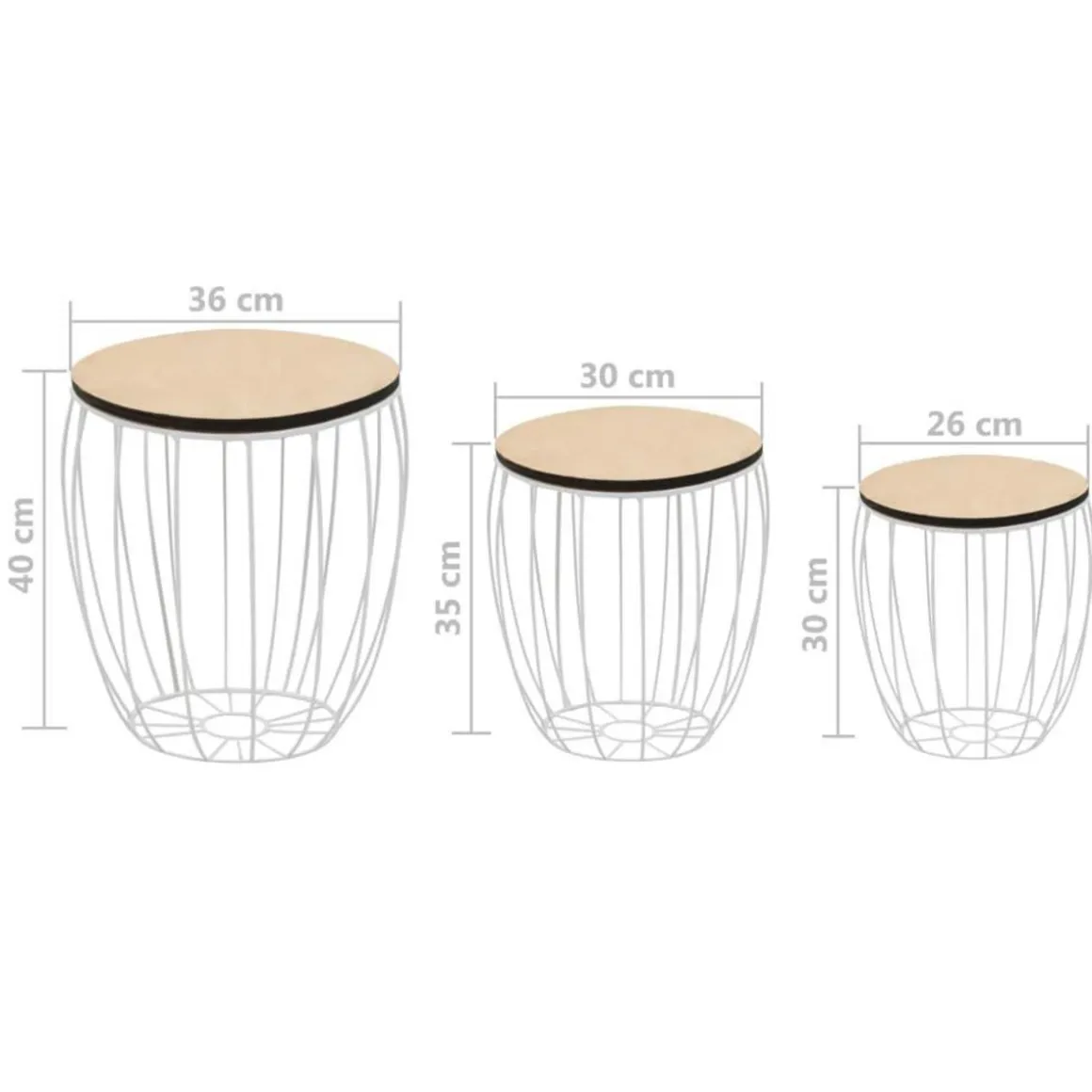 Ensemble de table basse Contreplaque de peuplier Fer 3 pcs