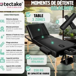 Ensemble de table de massage à 3 zones Somwang avec rembourrage de 7,5 cm d'épaisseur, rouleaux et cadre en bois