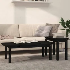 Ensemble de tables basses 2 pcs Noir Bois massif de pin