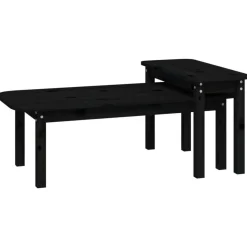 Ensemble de tables basses 2 pcs Noir Bois massif de pin