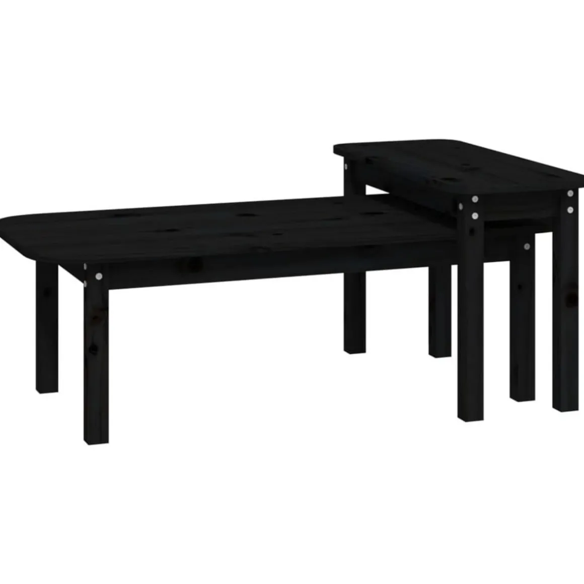 Ensemble de tables basses 2 pcs Noir Bois massif de pin