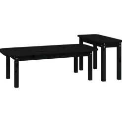 Ensemble de tables basses 2 pcs Noir Bois massif de pin