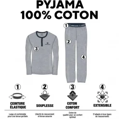 Ensemble homme Pyjama court T-shirt col tunisien