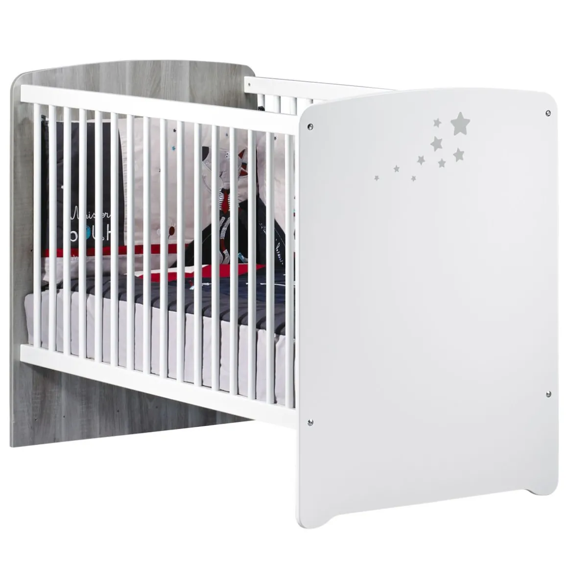 Ensemble Lit bébé 60x120 cm + tiroir +commode à langer + armoire NEW NAO