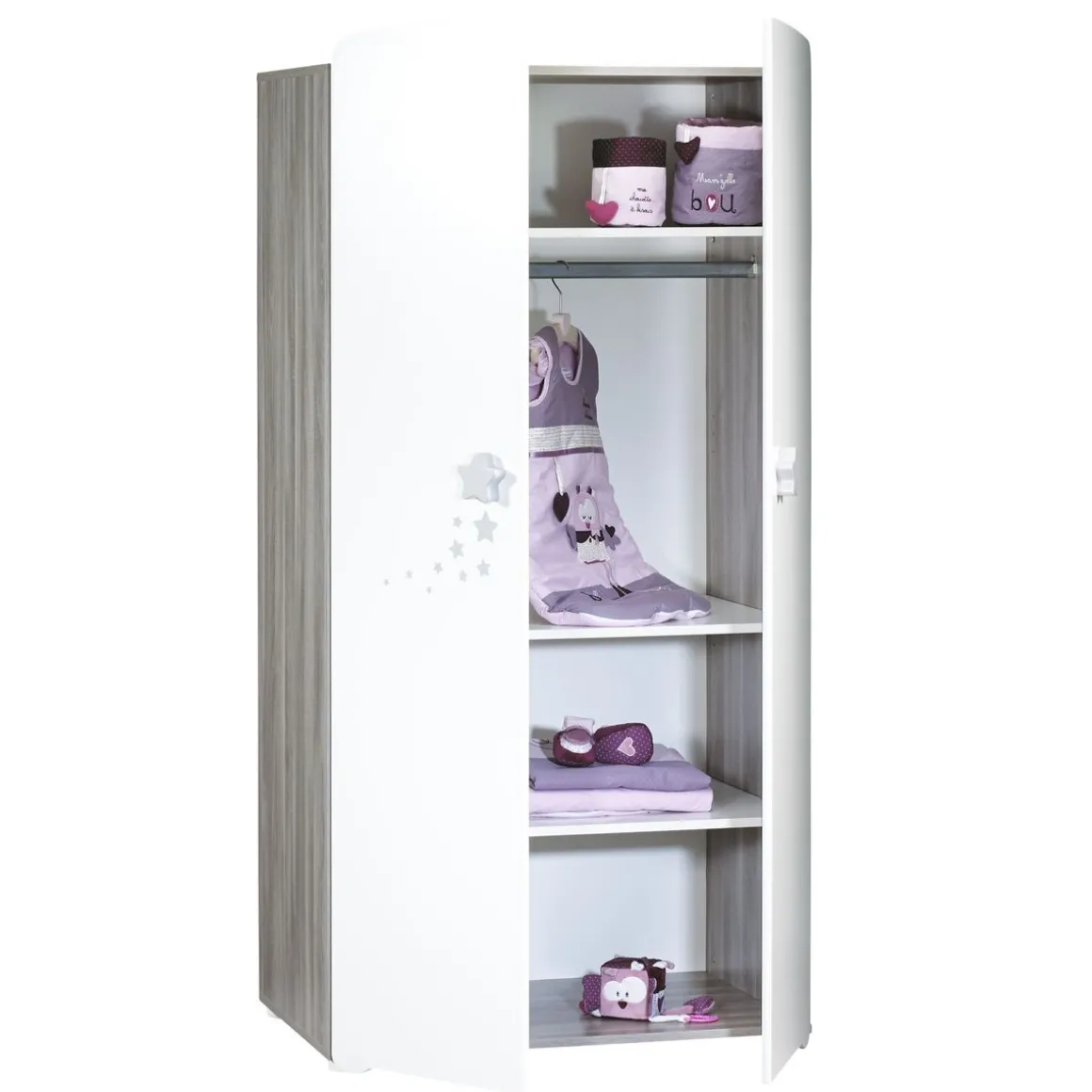 Ensemble Lit bébé 60x120 cm + tiroir +commode à langer + armoire NEW NAO