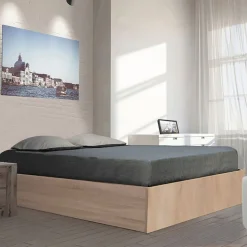 Ensemble Lit coffre avec sommier relevable 140x190 cm BARCELONA + matelas 140x190 cm DIONE