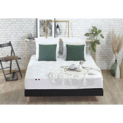 Ensemble literie matelas ressorts ensachés 20cm + sommier tapissier noir 140x190 cm ASTRE