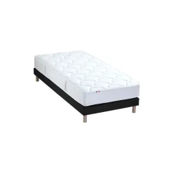 Ensemble literie matelas ressorts ensachés 20cm + sommier tapissier noir 90x190 cm ASTRE