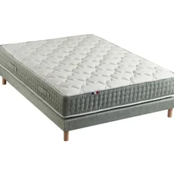 Ensemble matelas 792 Ressorts 7 zones Face hiver/été + sommier vert Céladon 160x200 cm HYGGE