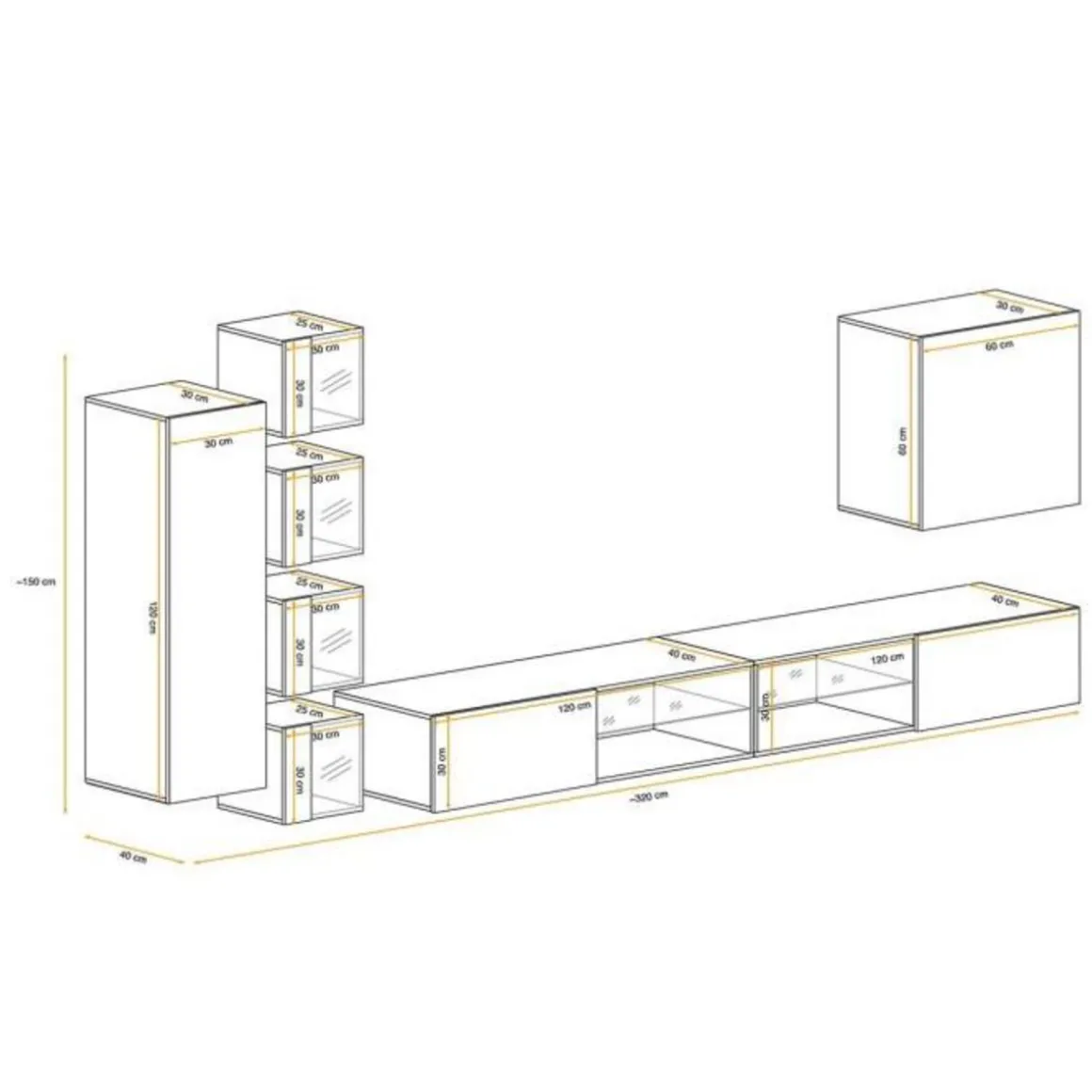 Ensemble Meuble TV Switch XXVI 320cm Naturel