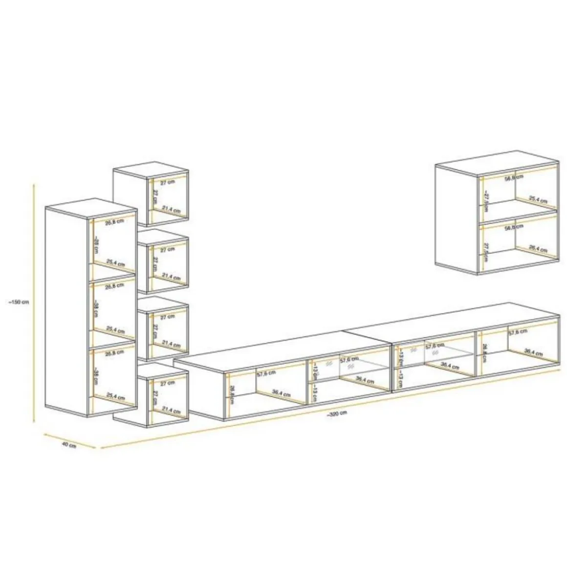 Ensemble Meuble TV Switch XXVI 320cm Naturel