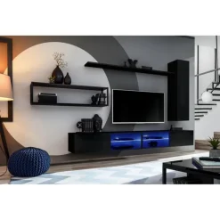 Ensemble Meuble TV Design Switch IV 300cm Noir