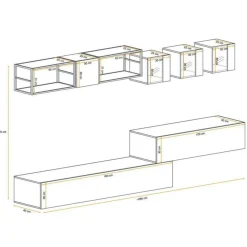 Ensemble Meuble TV Design Switch III 280cm Naturel & Noir