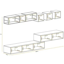 Ensemble Meuble TV Design Switch III 280cm Naturel & Noir