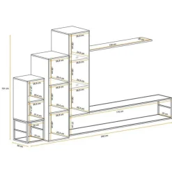 Ensemble Meuble TV Design Switch VIII 240cm Naturel & Noir