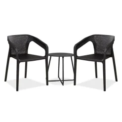 Ensemble salon de jardin Table et 2 chaises noir