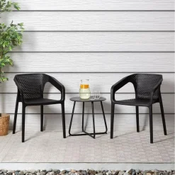 Ensemble salon de jardin Table et 2 chaises noir