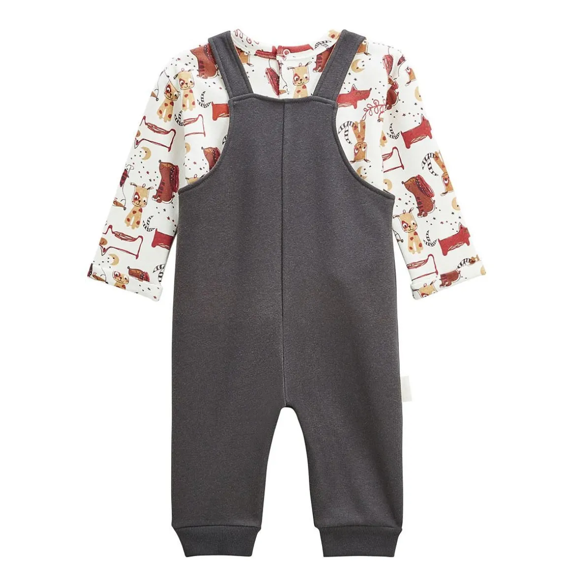 Ensemble salopette bébé en molleton et t-shirt Toutouyoutou