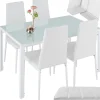 Ensemble table et chaises de salle à manger 5 pièces en Acier blanc