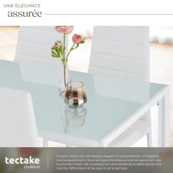 Ensemble table et chaises de salle à manger 5 pièces en Acier blanc
