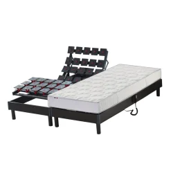 Ensemble TPR tous plots réglables + Matelas Mousse 2x90x200 cm MEMORYLUX