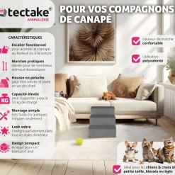 Escalier pour animaux domestiques Paw Path avec housse en peluche 37 x 45 x 34,5 cm