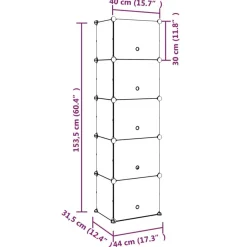 Etagere a chaussures Transparent 44x31,5x153,5 cm PP