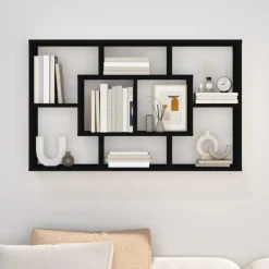 Etagere murale noir 85x16x52,5 cm bois d'ingenierie