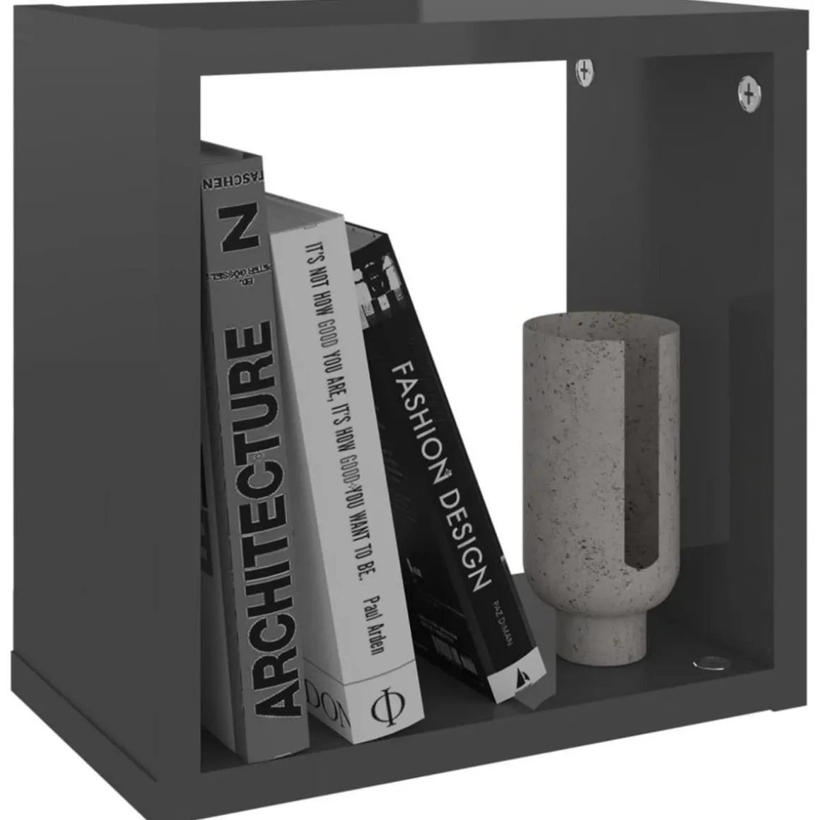 Etageres cube murales 6 pcs gris brillant 26x15x26 cm