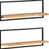 Etageres murales 2 pcs 100x24x35 cm Bois d'acacia et acier