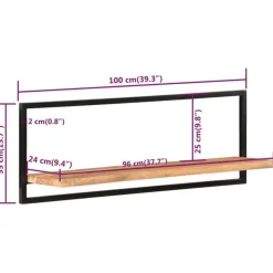 Etageres murales 2 pcs 100x24x35 cm Bois d'acacia et acier
