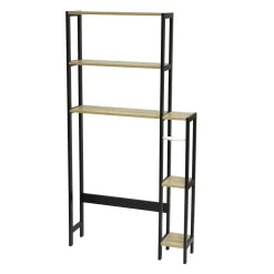 Etagère contour de WC Colorado 5 niveaux en MDF et Métal - Beige et Noir