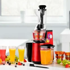 Extracteur De Fruits Et Légumes à Pression Douce 3 Tamis Ultimate Rouge Kitchencook