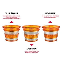 Extracteur De Fruits Et Légumes à Pression Douce 3 Tamis Ultimate Rouge Kitchencook