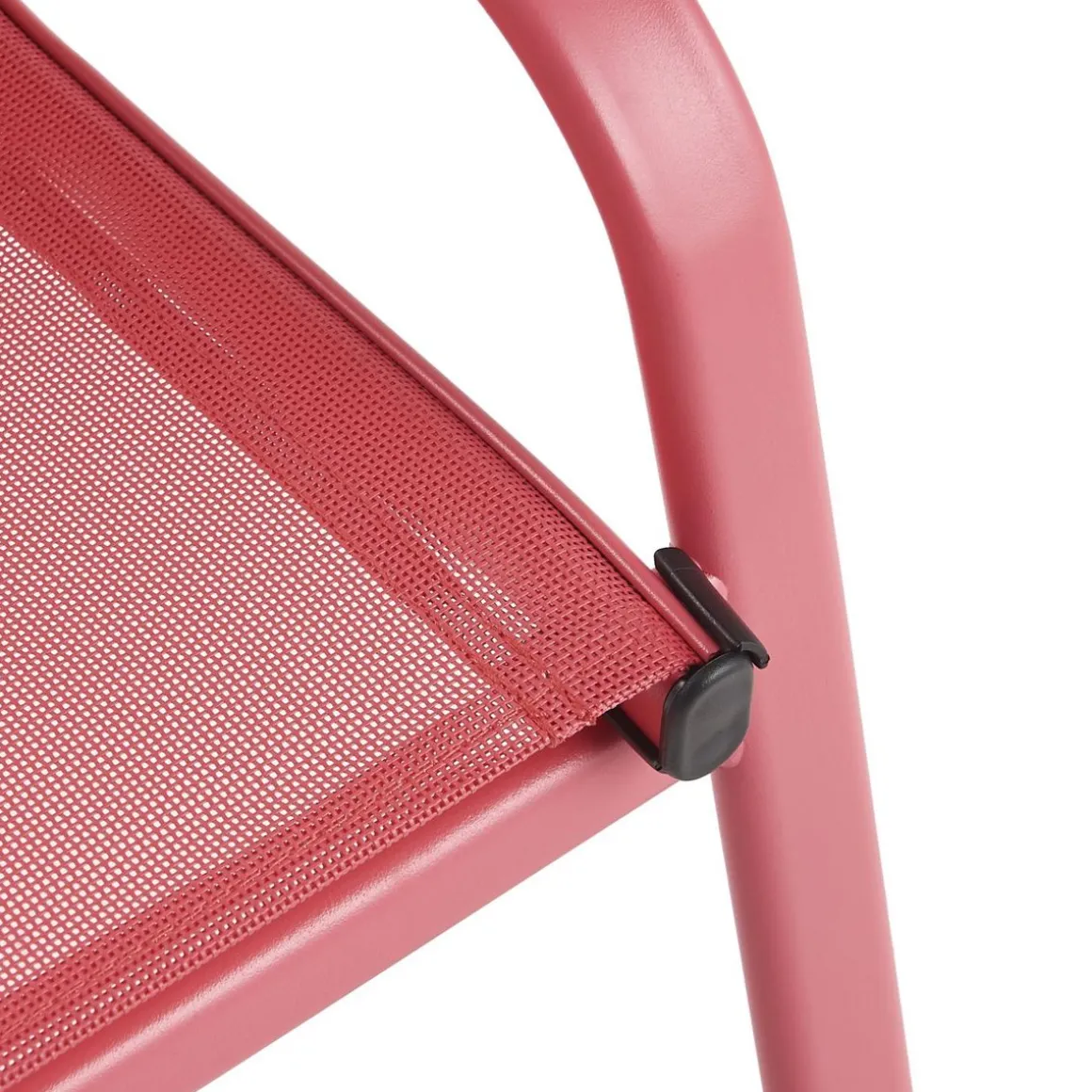 Fauteuil de jardin enfant - Textilène et acier - Rouge