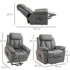 Fauteuil de relaxation électrique fauteuil releveur inclinable avec repose-pied ajustable tissu gris
