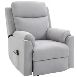 Fauteuil de relaxation électrique - fauteuil releveur inclinable avec repose-pied ajustable et télécommande - tissu aspect lin gris clair