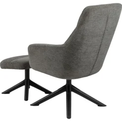 Fauteuil de salon avec accoudoirs et repose-pieds - Gris et Noir
