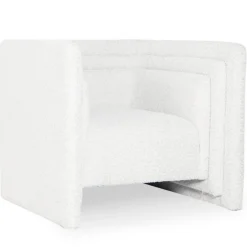 Fauteuil Design Bouclette Cubia 90cm Crème
