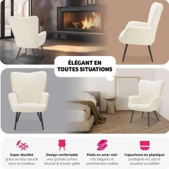 Fauteuil Hygge rembourré, ergonomique, charge maximale 150 kg