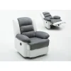 Fauteuil relax Buckingham - 85 x 93 x 100 cm - Blanc / Gris clair