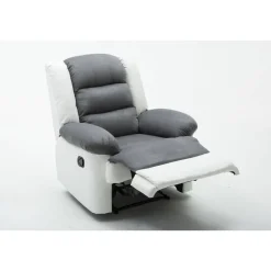 Fauteuil relax Buckingham - 85 x 93 x 100 cm - Blanc / Gris clair