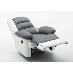 Fauteuil relax Buckingham - 85 x 93 x 100 cm - Blanc / Gris clair