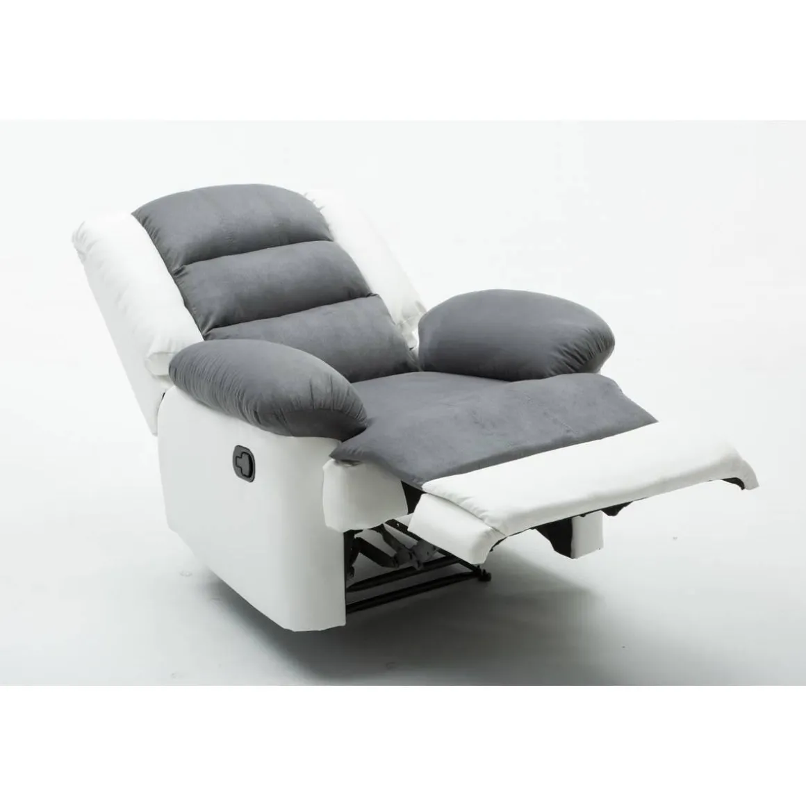 Fauteuil relax Buckingham - 85 x 93 x 100 cm - Blanc / Gris clair