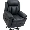 Fauteuil releveur inclinable avec repose-pied ajustable - fauteuil de relaxation électrique - revêtement synthétique noir