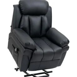 Fauteuil releveur inclinable avec repose-pied ajustable - fauteuil de relaxation électrique - revêtement synthétique noir