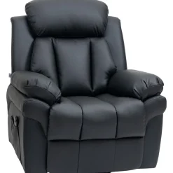 Fauteuil releveur inclinable avec repose-pied ajustable - fauteuil de relaxation électrique - revêtement synthétique noir