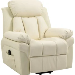 Fauteuil releveur inclinable avec repose-pied ajustable - fauteuil de relaxation électrique - revêtement synthétique crème