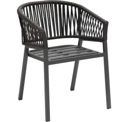 Fauteuil repas Oriengo aluminium et mailles tressées - Anthracite et graphite